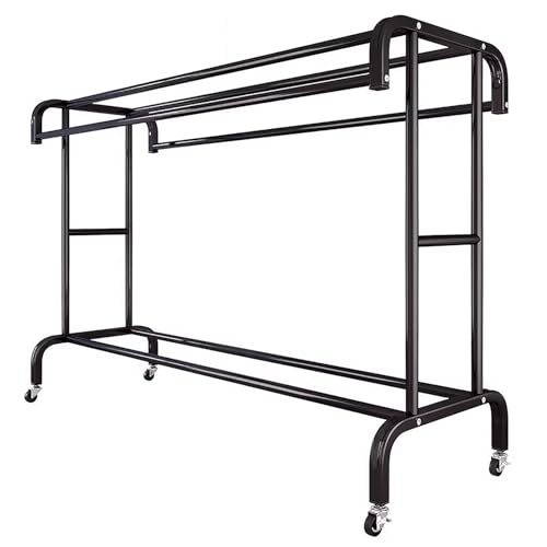 Kleiderständer auf Rollen, Doppelter Kleiderstange, Freistehender Kleiderbügel mit Schuhregalen, Industrie-Design, Garderobenständer mit Ablage(120cm/47.3in) von FAXJRU
