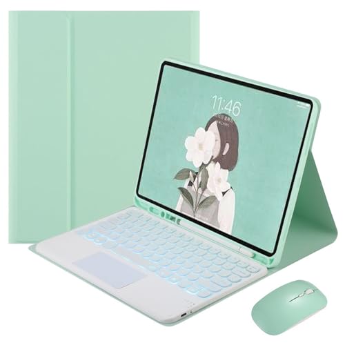 FAYGAOAI Schutzhülle mit Tastatur für iPad 10.2 9./8./7. Generation und Air 3, Pro 10,5 Zoll, enthält Ñ, Hintergrundbeleuchtung in 7 Farben, abnehmbare magnetische kabellose Tastatur mit Halterung für von FAYGAOAI