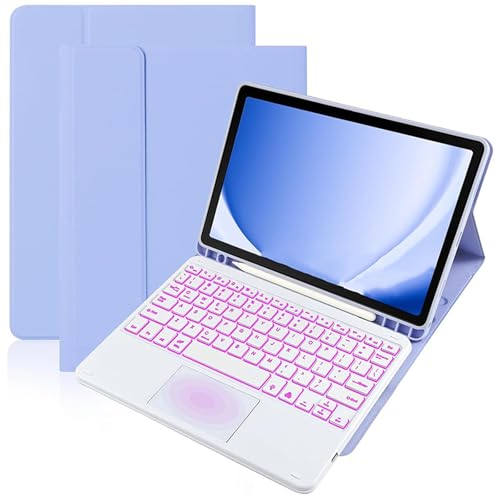 FAYGAOAI Tastaturhülle für Samsung Galaxy Tab A8 10,5 Zoll 2022 (SM-X200/X205), Hintergrundbeleuchtung in 7 Farben, intelligentes Touchpad, abnehmbare kabellose Tastatur mit S-Halterung, Violett von FAYGAOAI