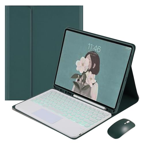 FAYGAOAI Tastaturhülle für Samsung Galaxy Tab S8 Plus/S7 FE/S7 Plus 31,8 cm (12,4 Zoll), 7 Farben Hintergrundbeleuchtung, Smart-Trackpad, magnetische, abnehmbare kabellose Tastatur mit S-Stifthalter von FAYGAOAI