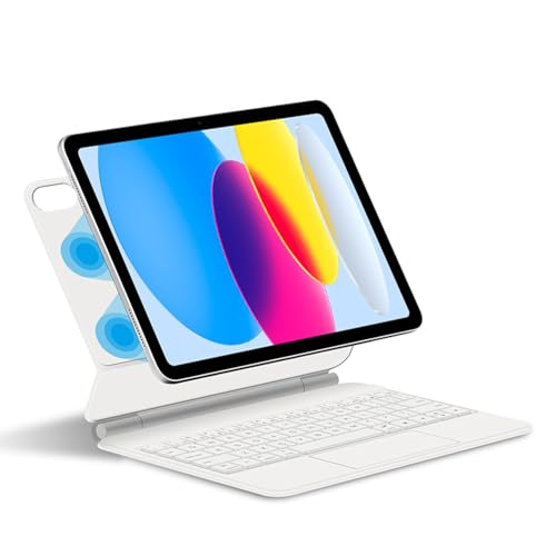 FAYGAOAI Tastaturhülle für iPad 10. Generation 2022 & 11. (A16, 2025), magnetisch, schwimmende Halterung, bunte Tastatur, Multi-Touchpad, Weiß von FAYGAOAI