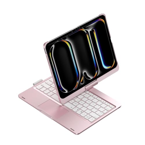 FAYGAOAI Tastaturhülle für iPad 11. A16 2025 und 10. Generation 27,7 cm (11 Zoll) 2022, 360° drehbar, 7 Farben hinterleuchtete Tastatur mit Trackpad und Stifthalter, Rosa von FAYGAOAI
