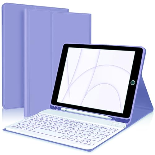 FAYGAOAI Tastaturhülle für iPad Air 6. 27,9 cm (11 Zoll) M2 (2024), 7 Farben, Hintergrundbeleuchtung, magnetische, abnehmbare kabellose Tastatur mit S-Stifthalter, Violett von FAYGAOAI