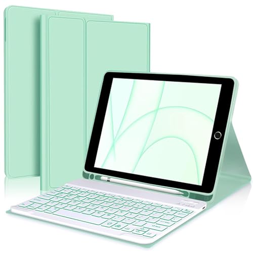 FAYGAOAI Tastaturhülle für iPad der 10. Generation (11 Zoll, 2022), 7 Farben, Hintergrundbeleuchtung, magnetische, abnehmbare kabellose Tastatur mit S-Stifthalter, Grün von FAYGAOAI