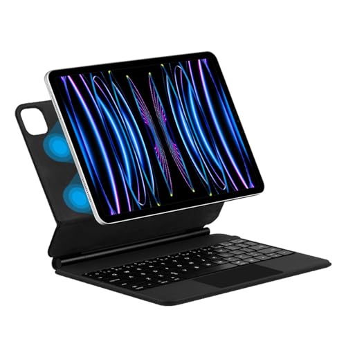 Tastatur Case für iPad Pro 11 Zoll (M4) 2024, Magnetisch Schwimmende Ständer, Beleuchtete Tastatur, Multitouch-Glättchen,Black von FAYGAOAI