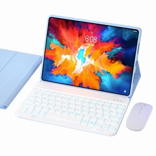Tastaturhülle für Lenovo Tab Pro 12.7 (2025) TB373FU / P12 Pro 12.7 TB371FC (2023), Hintergrundbeleuchtung 7 Farben, intelligentes Touchpad, abnehmbare kabellose Tastatur, Blau von FAYGAOAI