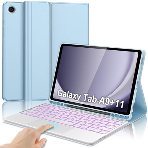 Tastaturhülle für Samsung Galaxy Tab A9+/A9 Plus 11'' 2023, 7-Farben Hintergrundbeleuchtung, Smart Trackpad, Magnetisch Abnehmbar Drahtlose Tastatur mit S-Pen Halter,Blau Tastaturhülle für Samsung Galaxy Tab A9+/A9 Plus 11'' 2023, 7-Farben Hintergrundbeleuchtung, Smart Trackpad, Magnetisch Abnehmbar Drahtlose Tastatur mit S-Pen Halter,Blau von FAYGAOAI