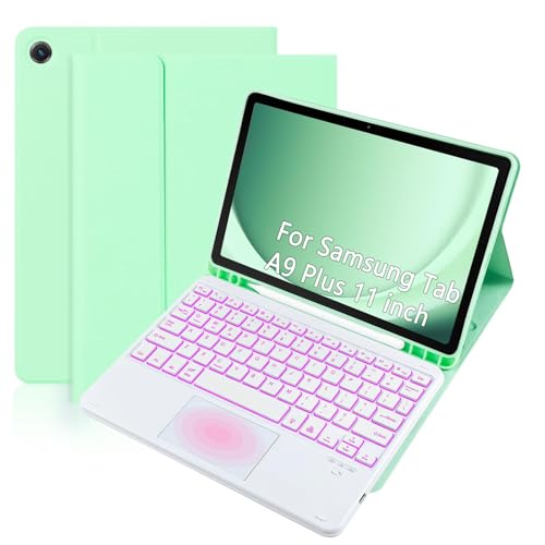 Tastaturhülle für Samsung Galaxy Tab A9+/A9 Plus 11'' 2023, 7-Farben Hintergrundbeleuchtung, Smart Trackpad, Magnetisch Abnehmbar Drahtlose Tastatur mit S-Pen Halter,Grün Tastaturhülle für Samsung Galaxy Tab A9+/A9 Plus 11'' 2023, 7-Farben Hintergrundbeleuchtung, Smart Trackpad, Magnetisch Abnehmbar Drahtlose Tastatur mit S-Pen Halter,Grün von FAYGAOAI