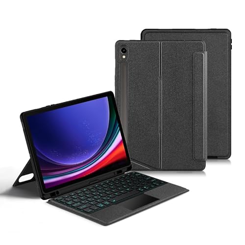 Tastaturhülle für Samsung Galaxy Tab S8 Plus/S7 FE/S7 Plus 12.4'', 7-Color-Backlight, Multi-Touch Trackpad, Magnetische Abnehmbare Bt-Tastaturabdeckung mit S-Pen-Halter von FAYGAOAI