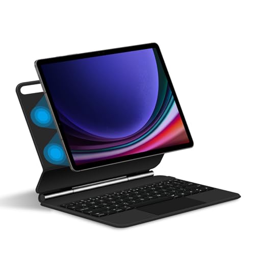 Tastaturhülle für Samsung Galaxy Tab S9+ / S9 Plus 12.4'' 2023, Magnetischer Schwebender Stand, Tastatur mit Hintergrundbeleuchtung, Multi-Touch Trackpad, schwarz von FAYGAOAI