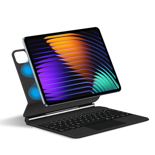 Tastaturhülle für Xiaomi Pad 6S Pro 12.4" 2024, Magnetischer Schwebender Stand, Tastatur mit Hintergrundbeleuchtung, Multi-Touch Trackpad,Schwarz von FAYGAOAI