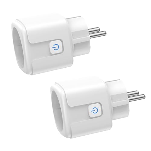 Smart WLAN Steckdose, 2 Stück Alexa Steckdose 16A 3680W, Smart Home WiFi Steckdose Kompatibel mit Alexa und Google Home, mit Strommessung | APP Fernsteuerung | Sprachsteuerung | Zeitschaltuhr (Weiß) von FAYIBUY