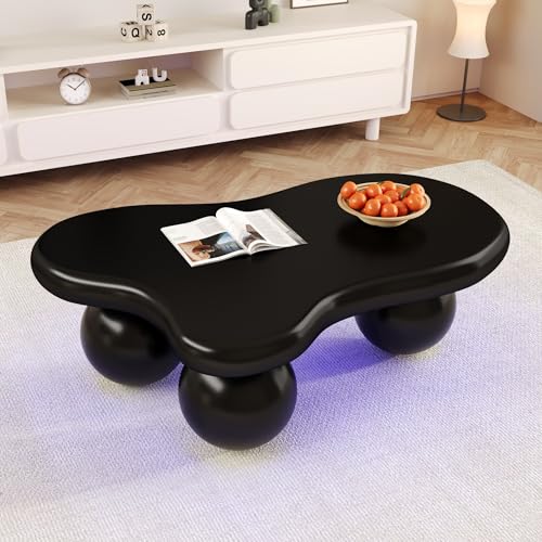 FAYICIC Cloud Style Couchtisch mit LED-Beleuchtung,Coffee Table, Wolkenform-Design, Rundbein-Design, stilvolles Highlight für modernes Wohnzimmer und Kinderzimmer (Schwarz) von FAYICIC