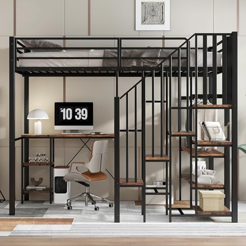 FAYICIC Eisenbett, Etagenbett,Eckleiterschrank mit Stauraum, Mit Tisch und Ablageregal, Mit offenem Kleiderschrank, Eisen+MDF, Schwarz+Vintage-Holzfarbe, 120x200cm FAYICIC Eisenbett, Etagenbett,Eckleiterschrank mit Stauraum, Mit Tisch und Ablageregal, Mit offenem Kleiderschrank, Eisen+MDF, Schwarz+Vintage-Holzfarbe, 120x200cm von FAYICIC