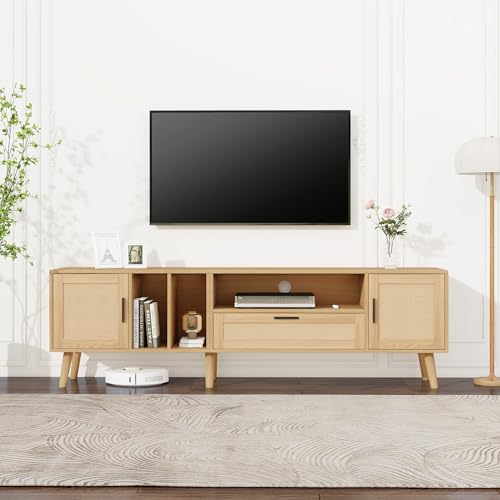 FAYICIC Geräumiger 180-cm-TV-Schrank mit Rattan-Dekoration, 2 Türen und Einer Schublade, Beine aus Massivholz, bietet Platz für einen 80-Zoll-Fernseher, TV-Aufbewahrungsschrank FAYICIC Geräumiger 180-cm-TV-Schrank mit Rattan-Dekoration, 2 Türen und Einer Schublade, Beine aus Massivholz, bietet Platz für einen 80-Zoll-Fernseher, TV-Aufbewahrungsschrank von FAYICIC