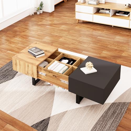 FAYICIC Multifunktionaler moderner verschiebbarer Couchtisch mit versteckter Aufbewahrung, hochwertiger Holz- und Metallhalterung,155 x 55 x 40 cm FAYICIC Multifunktionaler moderner verschiebbarer Couchtisch mit versteckter Aufbewahrung, hochwertiger Holz- und Metallhalterung,155 x 55 x 40 cm von FAYICIC
