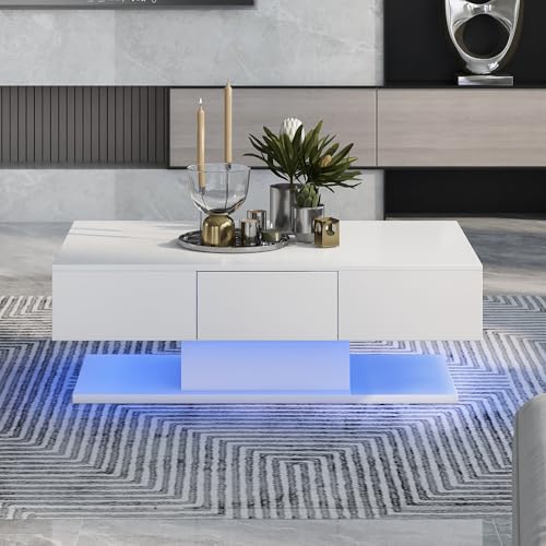 Wohnzimmer 2 Schubladen Tee mehrere hochglanzige Sofas Schreibtisch Büro Wohnzimmer Moderne Teetisch mit weißen Schubladen Schubladen große Teetisch hochglanzige Sofa Tisch 100cm von FAYICIC