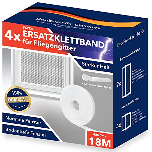 FAYZA Fliegengitter Klettband für Fenster Premium Qualität - 18M Transparent Befestigungsband Fliegengitter - Klettband selbstklebend Fliegengitter - Klettband Fliegengitter extra stark von FAYZA