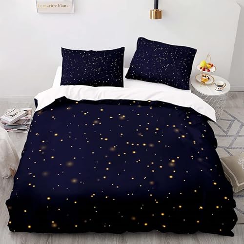 Bettwäsche 220x240 Blauer Sternenhimmel Weiche Mikrofaser Bettbezug Set mit Reißverschluss, 1 Bettbezüge mit 2 Kissenbezug 80x80cm, Atmungsaktive Bettwäsche-Sets für Erwachsener von FAZAOWM