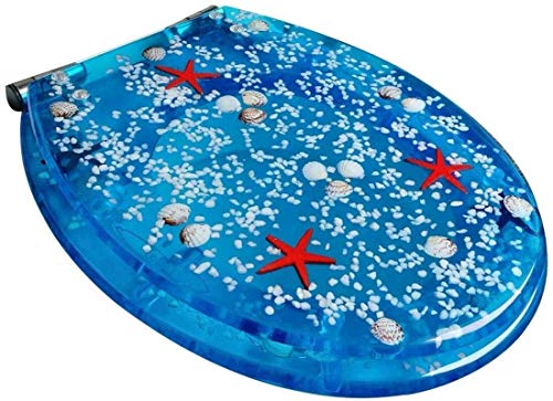 Toilettensitz Creative Ocean Toilettendeckel mit geräuschloser Verlangsamung, Harnstoff-Formaldehyd-Harz, extrem widerstandsfähig, oben fixiert, U/V/O-Form von FAZENHUA