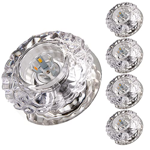 FAZRPIP 3W/5W Kristall-Deckenleuchte 5er-Set, Schallwandverkleidung, runder LED-Einbaustrahler Kristall-LED-Strahler für Wohnzimmer, Schlafzimmer, Flur-Innendekorationsbeleuchtung von FAZRPIP