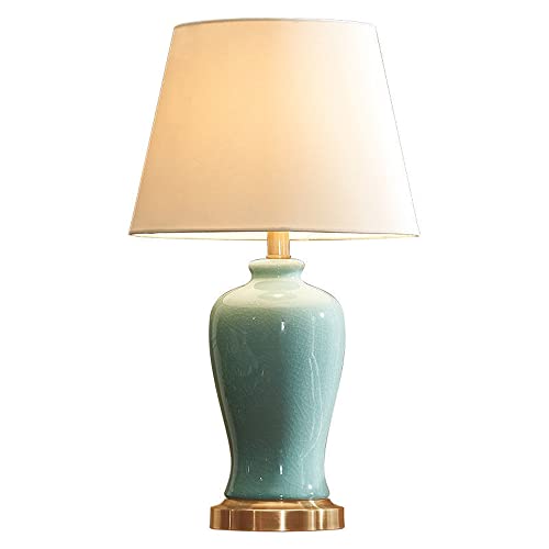 FAZRPIP Ice Crack Glasur Keramik Tischlampe Jingdezhen Porzellan Schlafzimmer Nachttischlampe Große orientalische Keramik Tischlampe Vase Schlafzimmer Schreibtischlampe Büro Nachtlampe von FAZRPIP