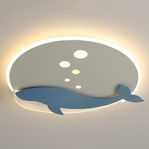 FAZRPIP LED-Deckenleuchte mit Fernbedienung, dimmbar, Cartoon-Deckenleuchte für Kinder, Delphin-LED-Lampe, Jungen-Schlafzimmer, dekorative Beleuchtung, 40 W, Unterputz-Deckenleuchte von FAZRPIP