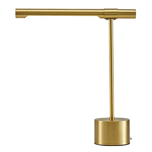 FAZRPIP Mid Century Moderne Leselampe Büro Metall Gold 17,7" Arbeitslampe Für Schlafzimmer Wohnzimmer Tischlampe LED Gebürstetes Messing Schlafzimmer Nachttischlampe von FAZRPIP