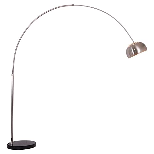 FAZRPIP Moderne Bogen-Stehlampe mit 360 ° drehbarem Hängeschirm, verstellbare Nickel-Stehleseleuchte mit Marmorsockel, Bogen-Metallmast-Arbeitslampe für Wohnzimmer-Sofa-Büro von FAZRPIP
