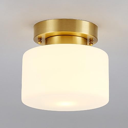 FAZRPIP Moderne Glas-Deckenleuchte aus der Mitte des Jahrhunderts, Gold-Unterputz-Deckenleuchten mit Glasschirm. Moderne halb-Unterputz-Deckenleuchte aus Messing für Schlafzimmer, Esszimmer, Eingang von FAZRPIP