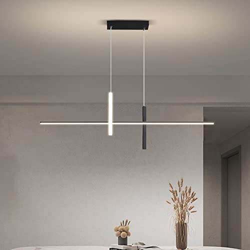FAZRPIP Moderne Pendelleuchten Minimalistischer Kronleuchter mit langem Streifen für Esszimmer Küche Insel Bar Lampe LED-Hängeleuchten Innendekor Schwarz-weiße hängende Deckenleuchte von FAZRPIP