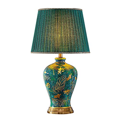 FAZRPIP Schlafzimmer Nachttischlampe American Retro Grün Tischlampen Handbemaltes Design Mit Gold Schreibtischlampe Große Tischlampen Für Wohnzimmer Hotel Home Office Nachttischlampe von FAZRPIP