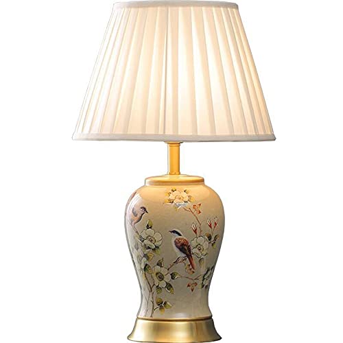 FAZRPIP Tischlampen Chinesische Handbemalte Blumen Und Vögel Keramik Tischlampe Lampen Für Wohnzimmer Moderne Porzellan Nachttischlampe 55 * 33cm von FAZRPIP