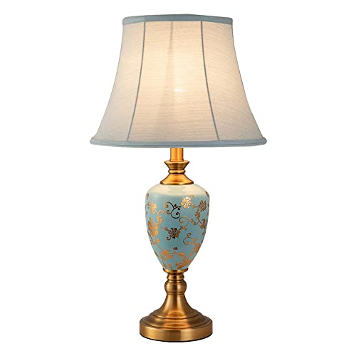 FAZRPIP Tischlampen Große Orientalische Keramik Tischlampe Chinesische Keramik Schreibtischlampe Schlafzimmer Nachttischlampe Kreative Handbemalte Keramik Tischlampe 22,8x13 Zoll von FAZRPIP
