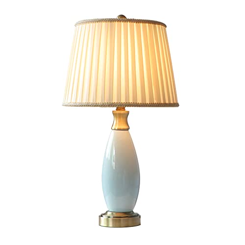 FAZRPIP Tischlampen Schlafzimmer Nachttischlampe Hellblau glasierte Keramik Tischlampe Chinesische Klassische Schreibtischlampe Mid Century Moderne Tischlampe von FAZRPIP