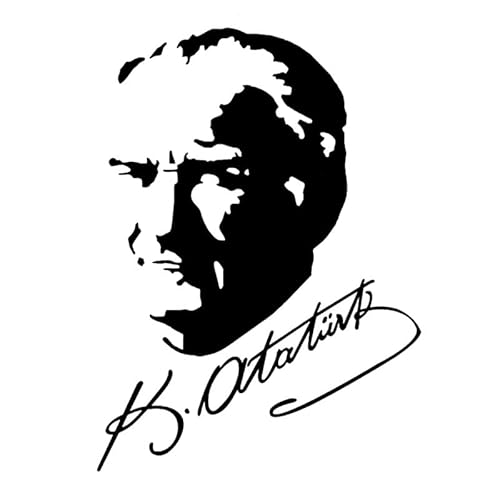 FAiruo Schwarzer Autoaufkleber für Minister Atatürk und Signature Vinyl Aufkleber Wasserdichtes Dekor auf der LKW-Stoßstange Heckscheibe (Farbe: A, Größe: 14,7 x 20 cm) von Netut