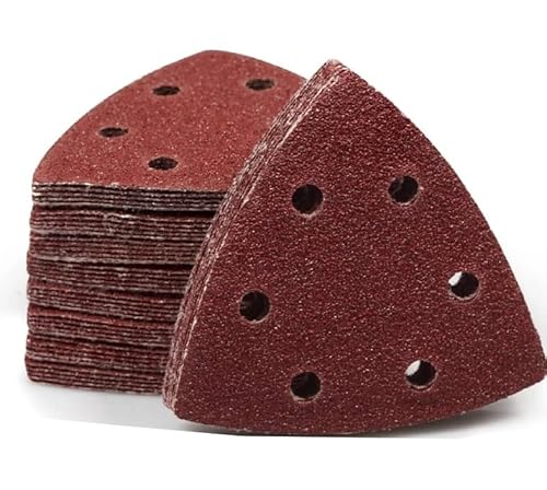 Dreiecks-Schleifblätter, Dreiecks-Schleifpads 100 Stück Dreieck-Schleifpapier 90 * 90 mm 6 Löcher Hakenschlaufe 40-400 Körnung Schleifscheibe for Holz Leder Stein Glas Endbearbeitung Schleifen(120) Dreiecks-Schleifblätter, Dreiecks-Schleifpads 100 Stück Dreieck-Schleifpapier 90 * 90 mm 6 Löcher Hakenschlaufe 40-400 Körnung Schleifscheibe for Holz Leder Stein Glas Endbearbeitung Schleifen(120) von FBANULPEX