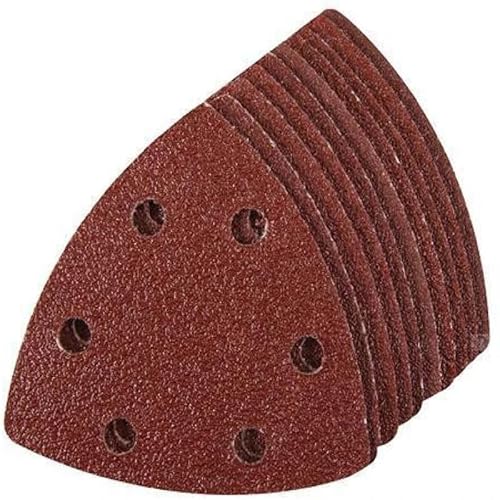 Dreiecks-Schleifblätter, Dreiecks-Schleifpads 20 Stück 90 * 90 mm 6-Loch-Schleifblätter Dreieckiges rotes Schleifpapier Klettverschluss 40-240 Körnung Schleifscheibe for Schleifen von Holz(40) von FBANULPEX