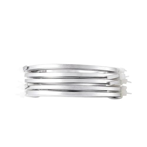 FBANULPEX Aluminiumdraht, biegsamer Metalldraht 5 Rollen Flacher Aluminiumdrahtstreifen zur Schmuckherstellung DIY Silber Golden PeachPuff 3x1mm 5x1mm ca. 2m/Rolle Aluminium Basteldraht(3x1mm Sliver) von FBANULPEX