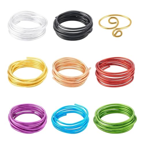 FBANULPEX Aluminiumdraht, biegsamer Metalldraht 8 Rollen 4 mm Aluminiumdraht, gemischte Farben, biegsamer Metalldraht for Basteln for Halsketten und Armbänder von FBANULPEX