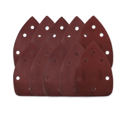 FBANULPEX Dreiecks-Schleifblätter, Dreiecks-Schleifpads 10 stücke 140 * 90 Selbst-Adhesive 6 Löcher Schleifpapier Dreieck Schleifpapier Mit Haken Schleife Disc Schleif Werkzeuge Polieren(600) von FBANULPEX