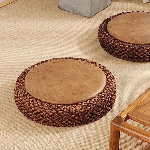 FBANULPEX Stroh Rundes Bodenkissen Sitzkissen Yogamatte Handgefertigtes skissen, atmungsaktives, bequemes Bodenkissen(B) von FBANULPEX