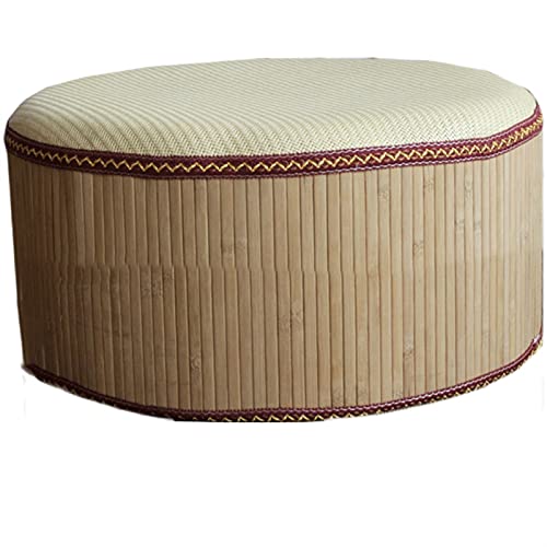 FBANULPEX Stroh Rundes Bodenkissen Sitzkissen Yogamatte Rundes Bodenkissen Tatami Sitzkissen Sitzkissen Boden Strohgewebe-Kissen Flaches Sitzkissen aus Stroh Yogamatte(50cm 20cm) von FBANULPEX