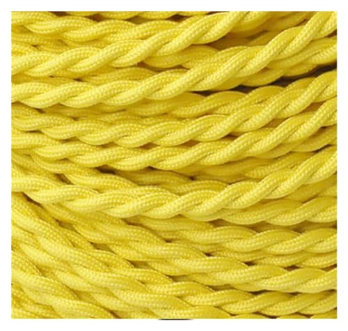 Flexibler Stoff Draht Tuch behandelten Draht, Kabelk massiv 1 Meter 2 x 0,75 mm Vintage Lampenschnur Kronleuchter geflochten Doppel Kupferdraht (Yellow) von FBANULPEX