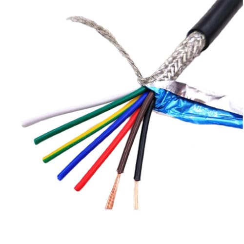 Verzinnter Kupferdraht, Erweiterung Elektrokabel 26AWG UL2464 Signalkabel 5 Meter 24AWG reines Kupfer Steuerkabel 22AWG geschirmter Draht(7 Core 22awg 5Meter) von FBANULPEX