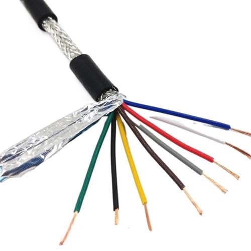 Verzinnter Kupferdraht, Erweiterung Elektrokabel 26AWG UL2464 Signalkabel 5 Meter 24AWG reines Kupfer Steuerkabel 22AWG geschirmter Draht(8 Core 22awg 5Meter) von FBANULPEX