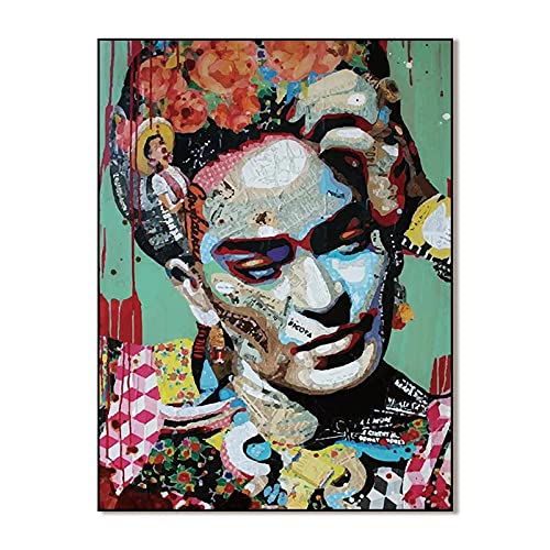 Frau Artwork Druckkunst, Zeitgenössische Abstrakte Graffiti Patchwork Kunst Frida Kahlo Porträtmalerei Poster Bild Auf Leinwand Gedruckt Hauptküche Dekor Für Wand, Ungerahmt,40x60cm von FBART