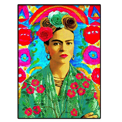 Plakat Frida Kahlo Porträt Wandkunst, Frida Kahlo Im Wunderland Blumenatmosphäre Neuer Bilddruck, Beste Druckkunst-Reproduktionsqualität Hauptwanddekor-Geschenk, Rahmenlose Gemälde,60x90cm von FBART