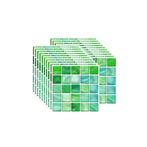 FBBULES 20PCS Fliesenaufkleber PVC, Fliesen Klebefolie Selbstklebend Hitzebeständig Wasserdicht Fliesensticker für Küche Fliesendekor Wandaufkleber Mosaikstil Grün (10 x 10 cm / 4 x 4 Zoll) von FBBULES