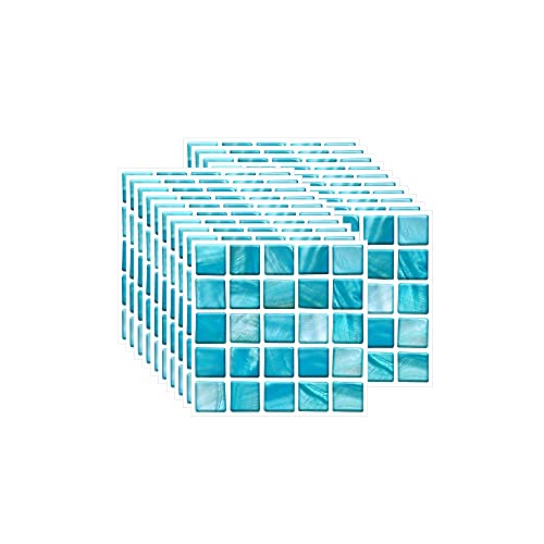 FBBULES 20PCS Fliesenaufkleber PVC, Fliesen Klebefolie Selbstklebend Hitzebeständig Wasserdicht Fliesensticker für Küche Fliesendekor Wandaufkleber Mosaikstil Himmelblau (10 x 10 cm / 4 x 4 Zoll) von FBBULES